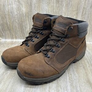 CE‎ Schmidt Work Boots Mens 10M Brown Leather Safety Steel Toe Waterproof Hiking
